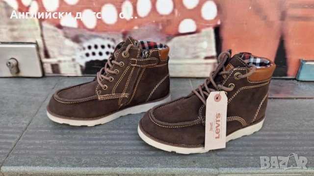 Английски детски  оригинални кец/боти от естествена кожа/велур Levi's, снимка 6 - Детски боти и ботуши - 52377347