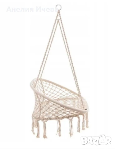 Двойна бежова градинска люлка за двама с възглавници , снимка 2 - Градински мебели, декорация  - 50711549