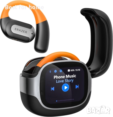 ERAZER AI слушалки за превод на езици, отворен LCD сензорен екран с превод в реално време.