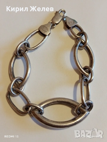 Масивна сребърна гривна много красива майсторска ръчна изработка 53066, снимка 5 - Гривни - 53044917