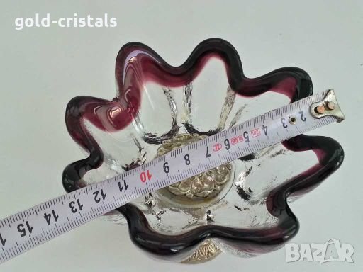 антикварна купа  фруктиера цветно  стъкло, снимка 4 - Антикварни и старинни предмети - 28766118