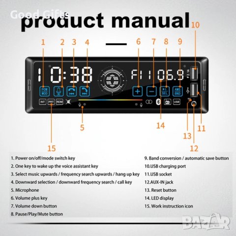 BLUETOOTH Радио за кола +Евро букса Музика за кола, касетофон CEG 81, снимка 8 - Радиокасетофони, транзистори - 43514532