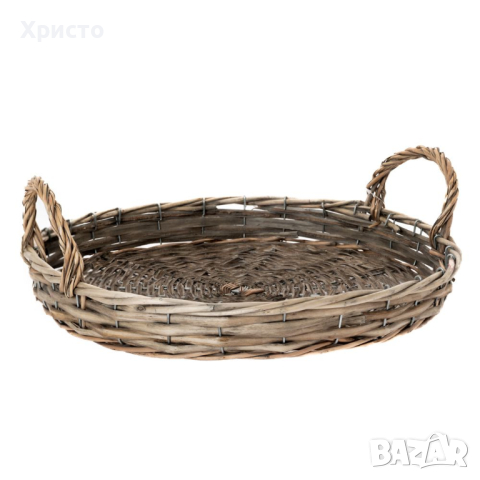 плетен поднос с дръжки от естествена тръстика бамбук за сервиране, нов, етикет.  Диаметър ф37,5 см,, снимка 7 - Прибори за хранене, готвене и сервиране - 44906947