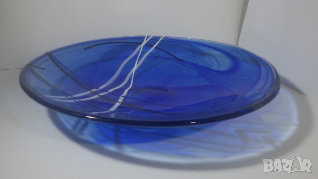 Kosta Boda Contrast Blue Dish 356 mm чиния на Коста Бода, снимка 9 - Декорация за дома - 51836761