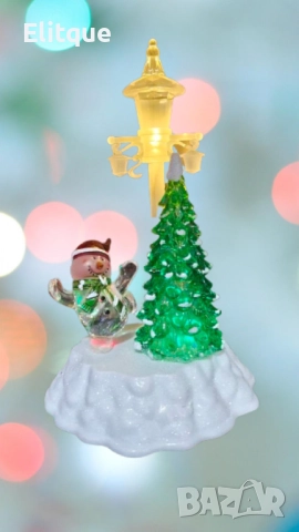 Коледна декорация - Снежен човек и елха под лампа, снимка 3 - Други стоки за дома - 52832218