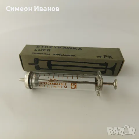 Стара стъклена спринцовка 10мл Polamed Полша  #5678, снимка 1