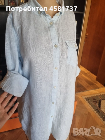 Дамска  ленена дълга риза(туника) Jean Paul, размер L, снимка 7 - Туники - 51666764