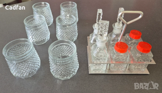 Стъклени чаши и сет оливерник оловен кристал, снимка 2 - Чаши - 51524482