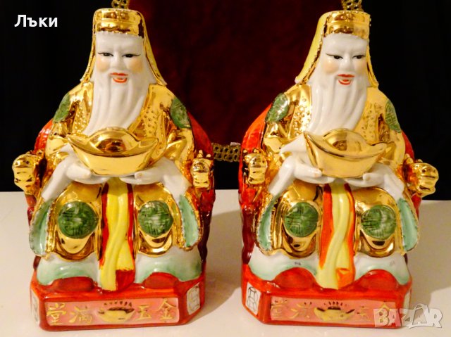 Китайска порцеланова фигура Лу-син,злато,фън шуй. , снимка 12 - Статуетки - 38492183