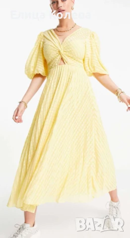 Asos ефектна рокля в жълто размер М/40