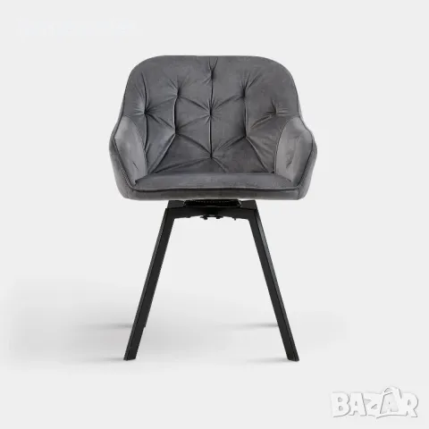 Комплект трапезни столове тип кресло с дамаска от кадифе, 2бр. C-U-DC-B0197DGY, снимка 3 - Столове - 49126452