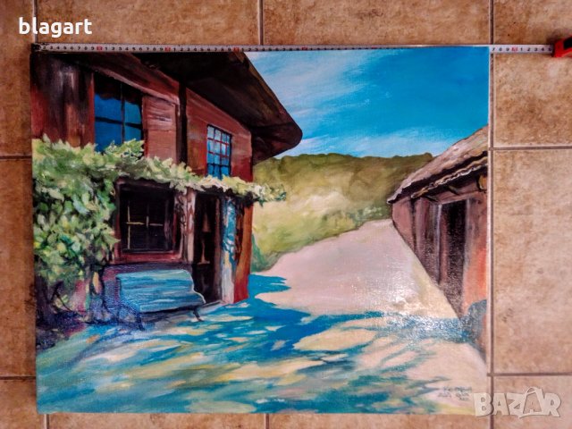 "Стара къща с асма""-енергийна картина, снимка 3 - Картини - 33519202