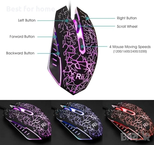 Комплект клавиатура с LED подсветка и цветна дишаща геймърска мишка , снимка 5 - Аксесоари - 51934030