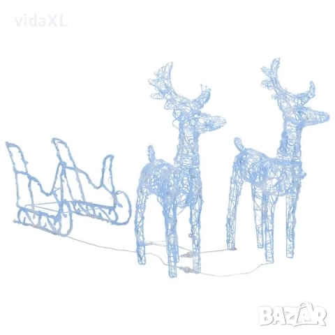 vidaXL Коледна украса елени с шейна, 160 LED, 130 см, акрил(SKU:328520)