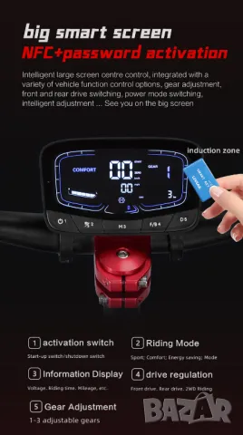 Електрически скутер/тротинетка със седалка BOYUEDA S5 6000W 38AH, снимка 5 - Други спортове - 49588922