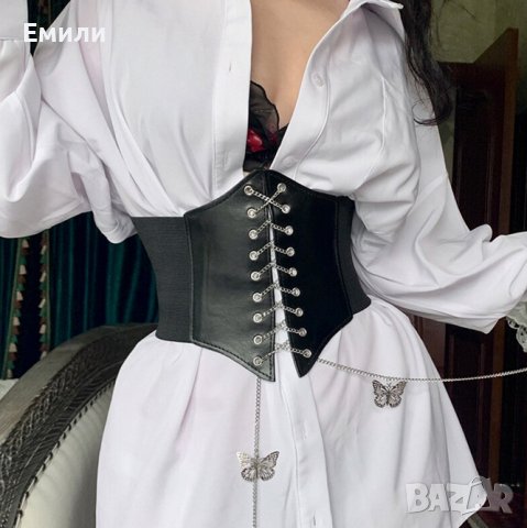 Корсет колан от еко кожа с верижка и пеперуди, снимка 2 - Колани - 37291720