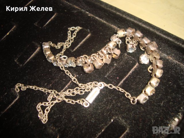 КРИСТАЛНО ПОСРЕБРЕНО ВИНТИДЖ СТИЛ КОЛИЕ 22937, снимка 4 - Колиета, медальони, синджири - 33434871