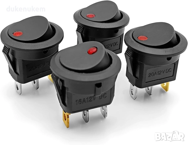 Комплект 5 бр. кръгли рокер ключове с LED индикатор, снимка 5 - Аксесоари и консумативи - 51821659