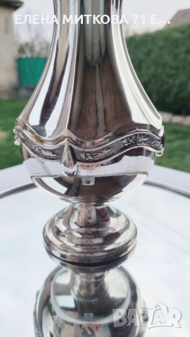 Масивна посребрена ваза с красива форма и орнаменти, снимка 7 - Вази - 52619215