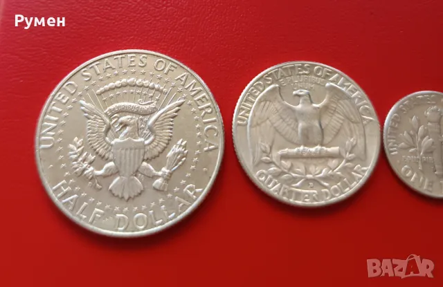 Half-D,Quarter-D&Dime-D,USA-1964г..Сребро!, снимка 4 - Нумизматика и бонистика - 44400377