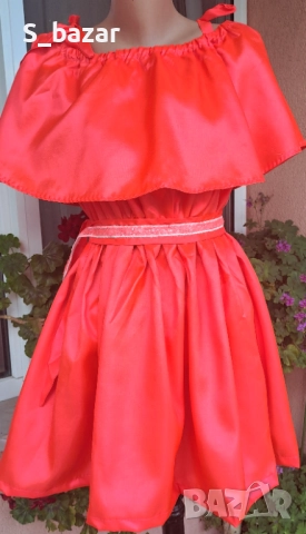 Нова,неонова рокля с паднали рамене,р-р С/М, снимка 2 - Рокли - 51526609