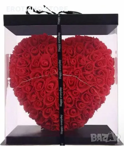 Подаръчна кутия сърце от рози
