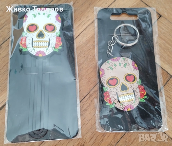 Sugar Skulls /Calavera de azúcar Книгоразделител,ключодържател и поставка с щипка за бележки, снимка 5 - Декорация за дома - 51498713