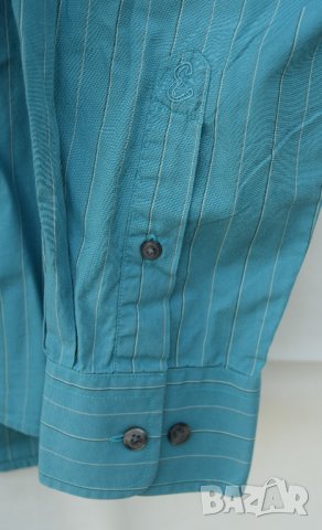 Esprit ® Collection мъжка раирана риза синьо-зелено, снимка 5 - Ризи - 26628086