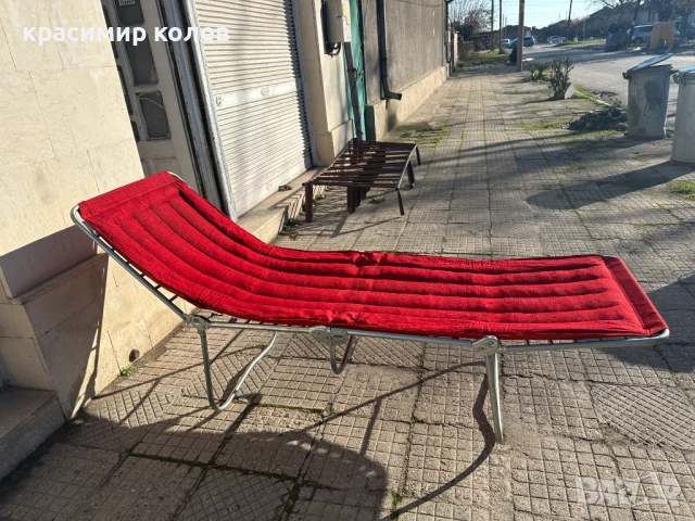  немски сгъваем шезлонг / походно легло тип „къмпинг“ с метална рамка и мек матрак, снимка 5 - Къмпинг мебели - 52914947