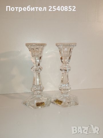 двойка кристални свещници , снимка 1 - Декорация за дома - 43141580