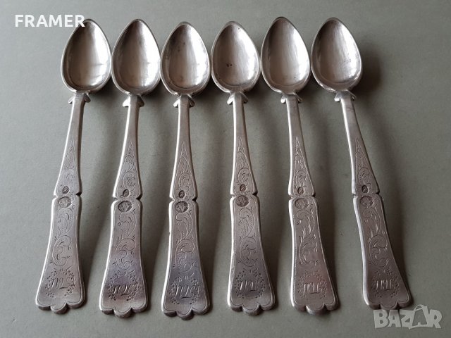 Сребърни сребро лъжички лъжици Тугра ръчно гравирани, снимка 1