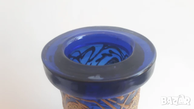 Стъклена красива ваза с орнаменти, снимка 5 - Вази - 51419582