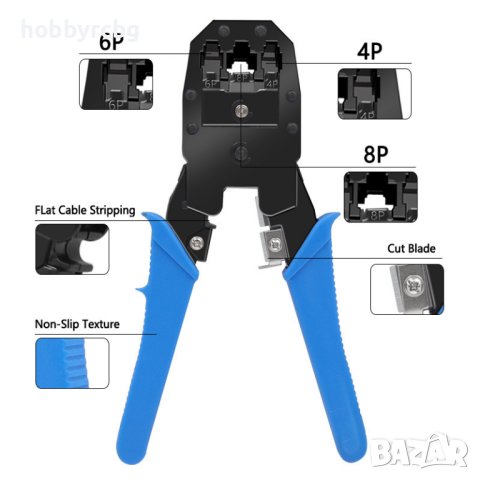 Комплект клещи за кримпване и резачка за рязане и заголване на кабели, снимка 3 - Клещи - 43127293