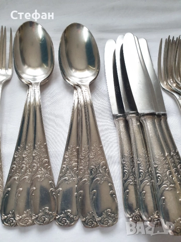 Комплект посребрени прибори, снимка 3 - Антикварни и старинни предмети - 52451821