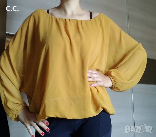 Елегантна блуза, цвят горчица, цена 5 лв, снимка 1 - Блузи с дълъг ръкав и пуловери - 28862845