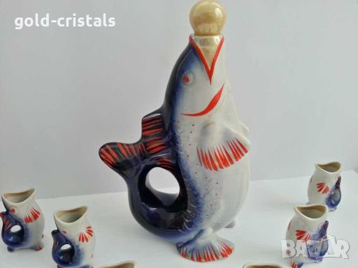 ретро руски порцеланов сервиз рибки, снимка 5 - Антикварни и старинни предмети - 28428997