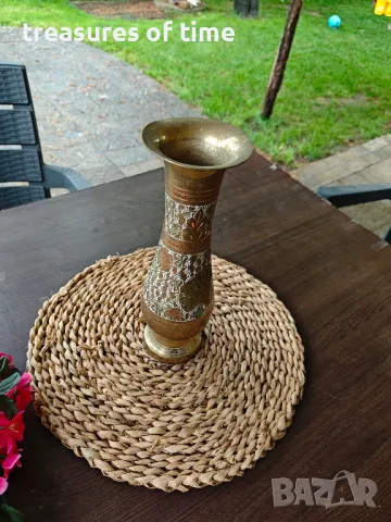 Месингова ваза | Ръчна гравюра | Винтидж интериор