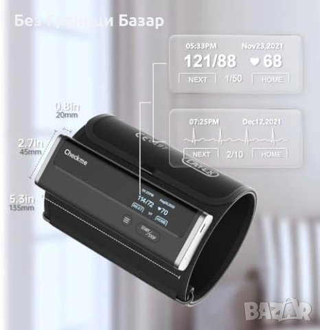 Нов 2 в 1 Безжичен апарат за кръвно горна ръка + ЕКГ, 3 измервания, app , снимка 9 - Други - 53463525