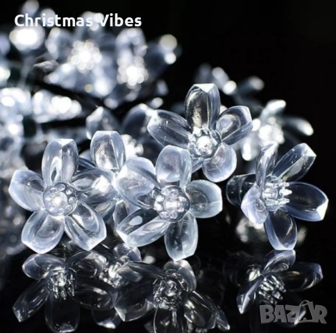 Многоцветни коледни LED лампички с цветя с щепсел - Многоцветни, дължина - 5м ,28бр лампички., снимка 4 - Други - 52112098