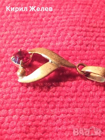 СТАРИННО СКЪПОЦЕННО АРТ ДЕКО БИЖУ БРОНЗ ПОЗЛАТА с ФАСЕТИРАН ГРАНАТ МЕДАЛЬОН ПЕНДАНТ 72101