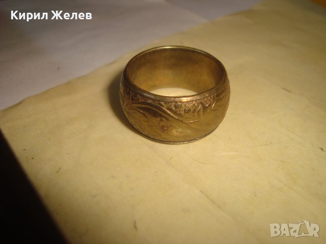 СТАРИНЕН БРОНЗОВ ПОЗЛАТЕН ФЛОРАЛНО МАЙСТОРСКИ ОРНАМЕНТИРАН БЕЛ ЕПОК Стил РЕТРО ПРЪСТЕН - ХАЛКА 12690, снимка 7 - Антикварни и старинни предмети - 37411431
