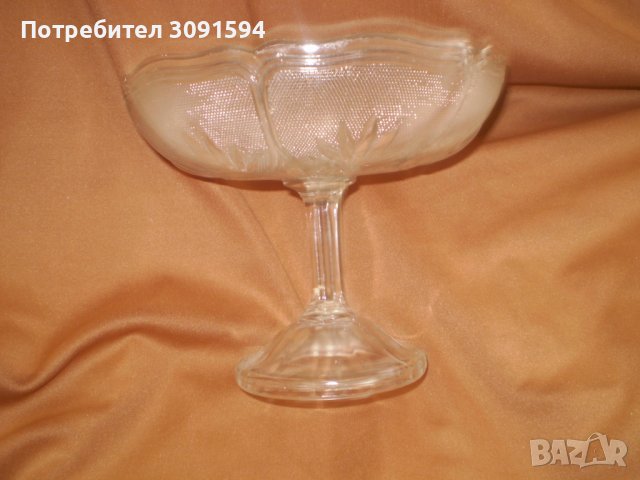 19 век стъклена фруктиера бонбониера прозрачно стъкло, снимка 1 - Антикварни и старинни предмети - 39409813