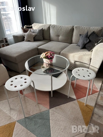 Модерна холна маса + 2 табуретки, снимка 3 - Маси - 53224006