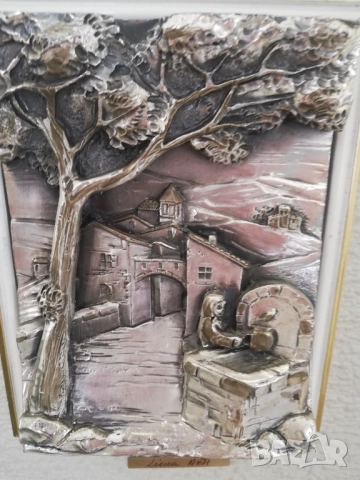 релефна сребърна /800/ картина от Италия, снимка 5 - Картини - 52714677