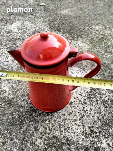 Стар емайлиран чайник кана, снимка 3 - Антикварни и старинни предмети - 43593744