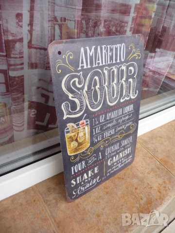 Метална табела коктейл Amaretto Sour ликьор сироп фреш лимон алкохол, снимка 2 - Рекламни табели - 43034009