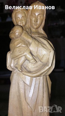 Дървена статуетка Богородица с Младенеца.Отлично състояние, снимка 6 - Статуетки - 43339091
