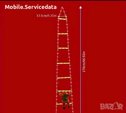 LED Дядо Коледа на стълба 170см, снимка 4 - Лед осветление - 52164107