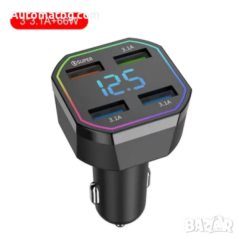 Зарядно с волтметър Automat, 4 USB, LED, 12V - 24V