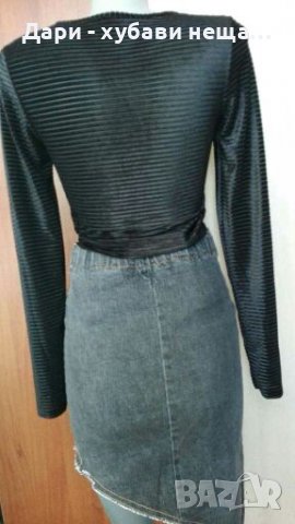 Черен фин топ - рипс, от плюш🍀❤XS,S,S/M❤🍀арт.4298, снимка 3 - Корсети, бюстиета, топове - 37024308